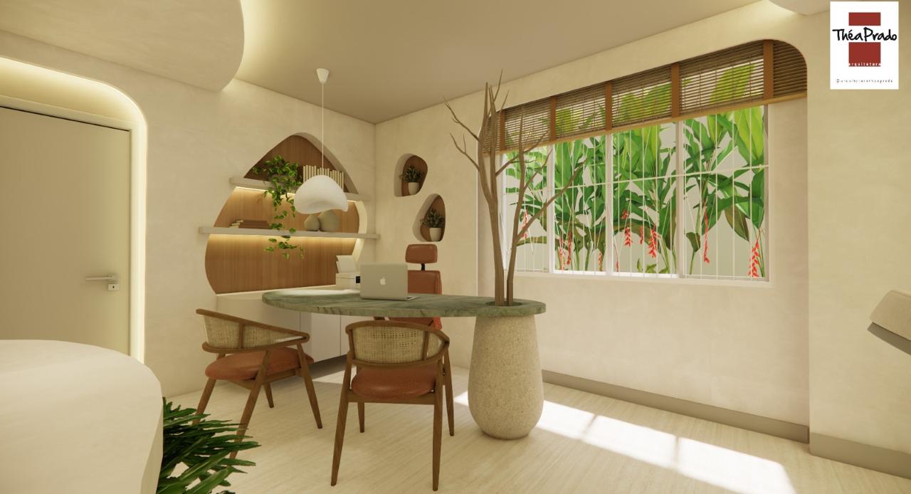 Sala de consulta com iluminação natural, projeto Casa Vitae